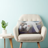 格子縞のベッドの甘い子猫 ランバークッション (椅子)