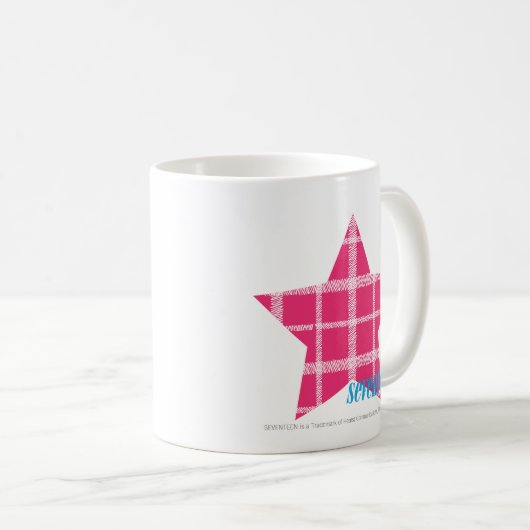 格子縞のマゼンタ3 コーヒーマグカップ (正面右)
