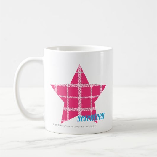 格子縞のマゼンタ3 コーヒーマグカップ (左)