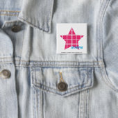 格子縞のマゼンタ3 缶バッジ (インサイチュ)