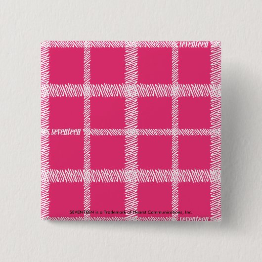 格子縞のマゼンタ 缶バッジ (正面)