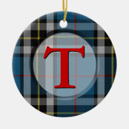 格子縞のモノグラムか写真のオーナメント セラミックオーナメント