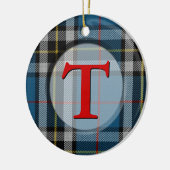 格子縞のモノグラムか写真のオーナメント セラミックオーナメント (左)