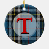 格子縞のモノグラムか写真のオーナメント セラミックオーナメント (裏面)