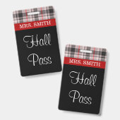 格子縞の布製ホールパス バッジ (表裏)