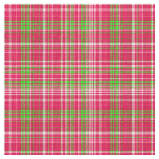 格子縞の布 – ネオングリーンとピンク01 ファブリック (クローズアップ)