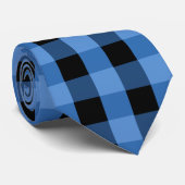 格子縞の暗藍色のチェック模様のストライプの ネクタイ (ロール)
