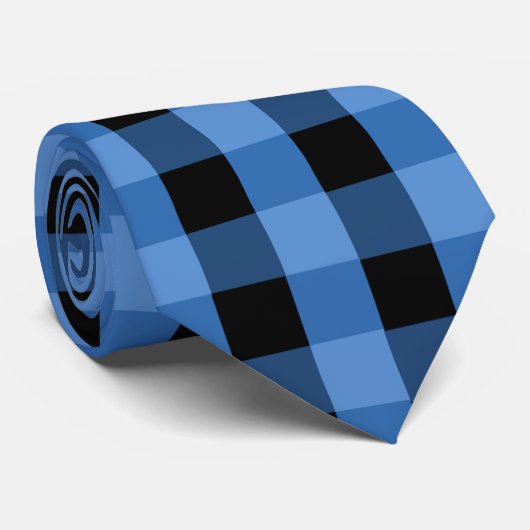 格子縞の暗藍色のチェック模様のストライプの ネクタイ (ロール)