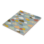 格子縞の水玉模様のかわいくお洒落な雲パターン タイル (側面)