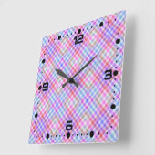 格子縞の生地のテクスストライプチャのパターン–18848 スクエア壁時計 (傾斜)