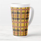 格子縞の生地のテクスチストライプャ茶色の繊維–52628 カフェラテマグ (右アングル)