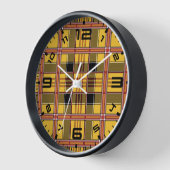 格子縞の生地のテクスチストライプャ茶色の繊維–52628 壁時計 (傾斜)