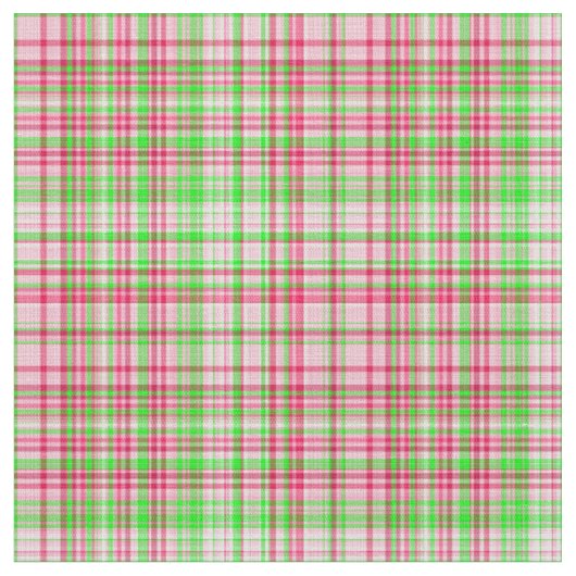 格子縞の生地 – ネオングリーンとピンク08 ファブリック (クローズアップ)