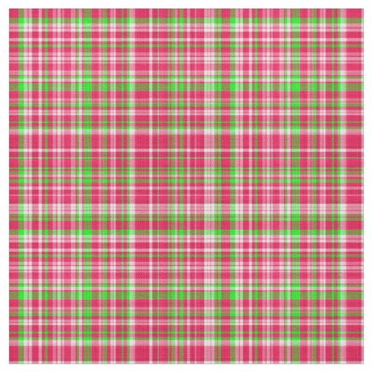 格子縞の生地 – ネオングリーンとピンク22 ファブリック (クローズアップ)