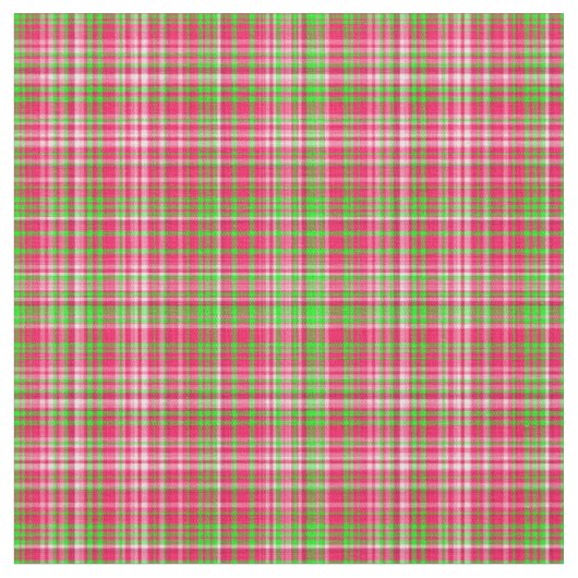 格子縞の生地 – ネオングリーンとピンク27 ファブリック (クローズアップ)