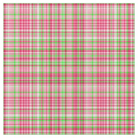 格子縞の生地 – ネオングリーンとピンク36 ファブリック (クローズアップ)