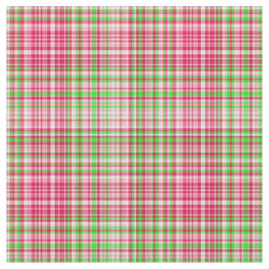 格子縞の生地 – ネオングリーンとピンク41 ファブリック (クローズアップ)