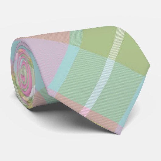 格子縞の男性のタイ – 数々の春の色{S2D17} ネクタイ (ロール)