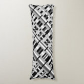 格子縞の白黒と灰色の対角線 ボディピロー (正面縦)