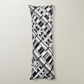 格子縞の白黒と灰色の対角線 ボディピロー (裏面 (縦))