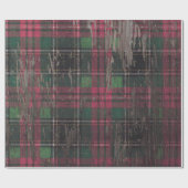 格子縞の素朴な木製の休日のクリスマスの包装紙 ラッピングペーパー (フラット)