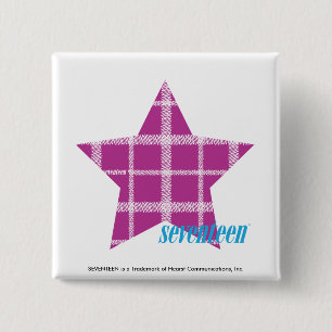 格子縞の紫色3 缶バッジ