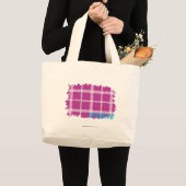 格子縞の紫色4 ラージトートバッグ (正面(商品))
