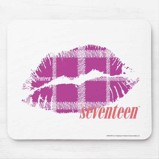 格子縞の紫色 マウスパッド (正面)