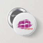 格子縞の紫色 缶バッジ (正面&裏面)