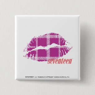 格子縞の紫色 缶バッジ