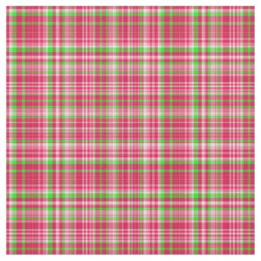 格子縞の織物 – ネオングリーンとピンク13 ファブリック (クローズアップ)