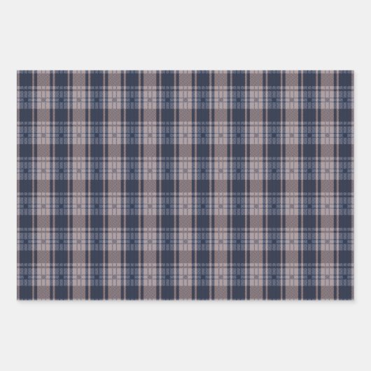 格子縞の青男らし茶色 ラッピングペーパーシート (正面)