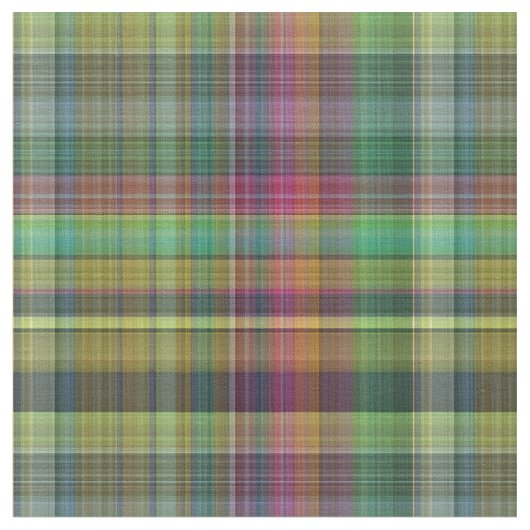 格子縞の黄色いピンクの緑のデザイン ファブリック (クローズアップ)
