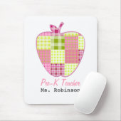 格子縞のAppleの前K先生 マウスパッド (マウス)