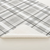 格子縞のSherpa灰色、白く、及び黒い毛布 シェルパブランケット (3/4)