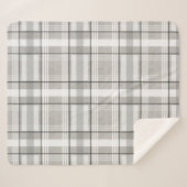 格子縞のSherpa灰色、白く、及び黒い毛布 シェルパブランケット (正面(横))