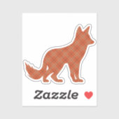 格子縞キツネ シール (シート)