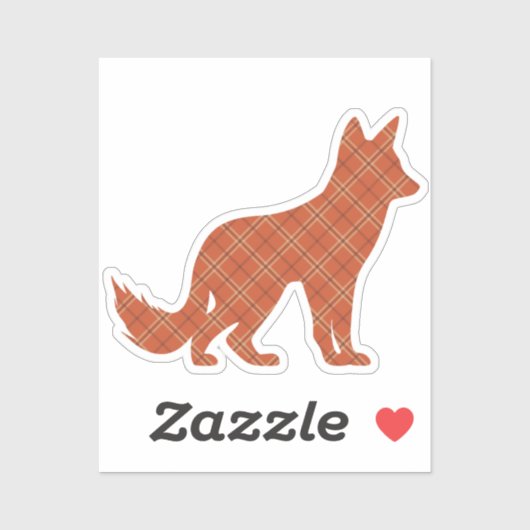 格子縞キツネ シール (シート)