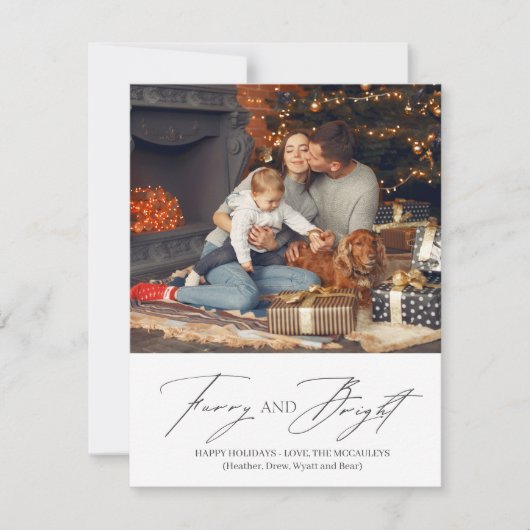 格子縞グリーンレッドフューリーとブライトペットホリデーカード シーズンカード (正面)