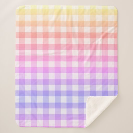 格子縞ジンガムカントリーピンクパープルモダンシンプル シェルパブランケット (正面)