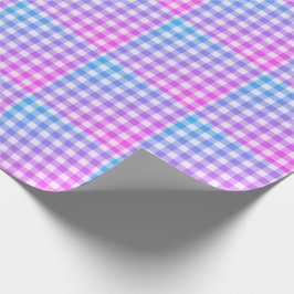 格子縞ジンガムピンクブルーモダンシンプルチェック ラッピングペーパー