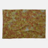 格子縞ストライプの斜めのオレンジ色 キッチンタオル (横)