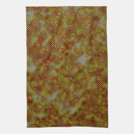 格子縞ストライプの斜めのオレンジ色 キッチンタオル