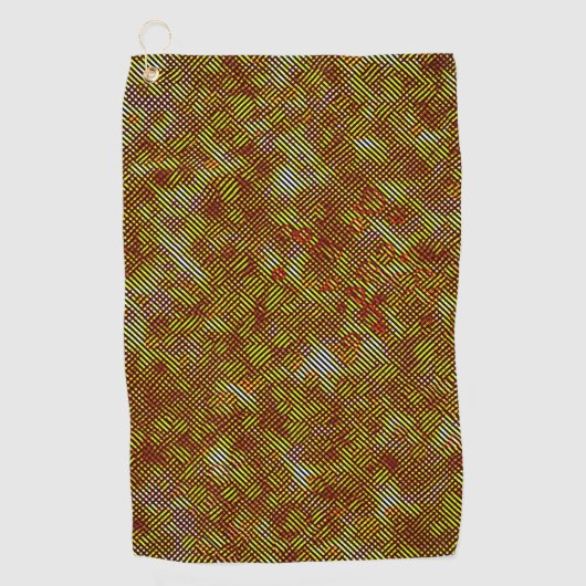 格子縞ストライプの斜めのオレンジ色 ゴルフタオル (正面)