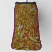 格子縞ストライプの斜めのオレンジ色 ゴルフヘッドカバー (回転90)