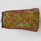 格子縞ストライプの斜めのオレンジ色 ゴルフヘッドカバー (正面)