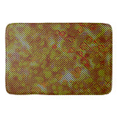 格子縞ストライプの黄色い斜め色の バスマット (正面)