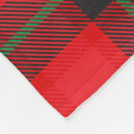 格子縞タータンチェック赤黒紋伝統的 フリースブランケット (角)