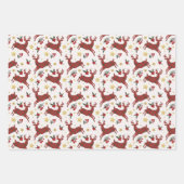 格子縞トナカイのクリスマスラッピング紙シート ラッピングペーパーシート (正面)