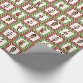 格子縞パターンが付いている低俗な国のクリスマスの覆い ラッピングペーパー (角)